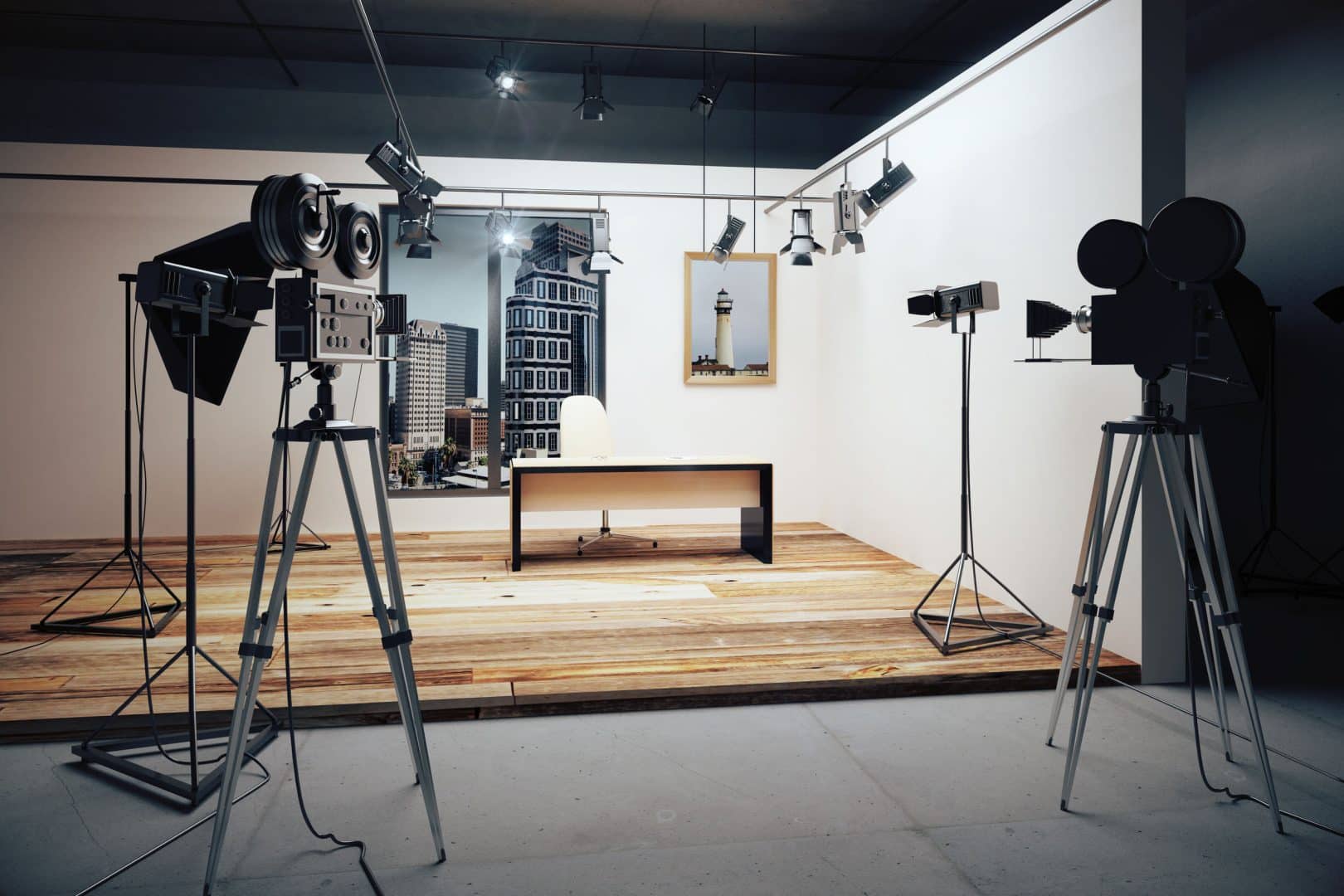 49254827 – film studio with cameras and movie equipment
